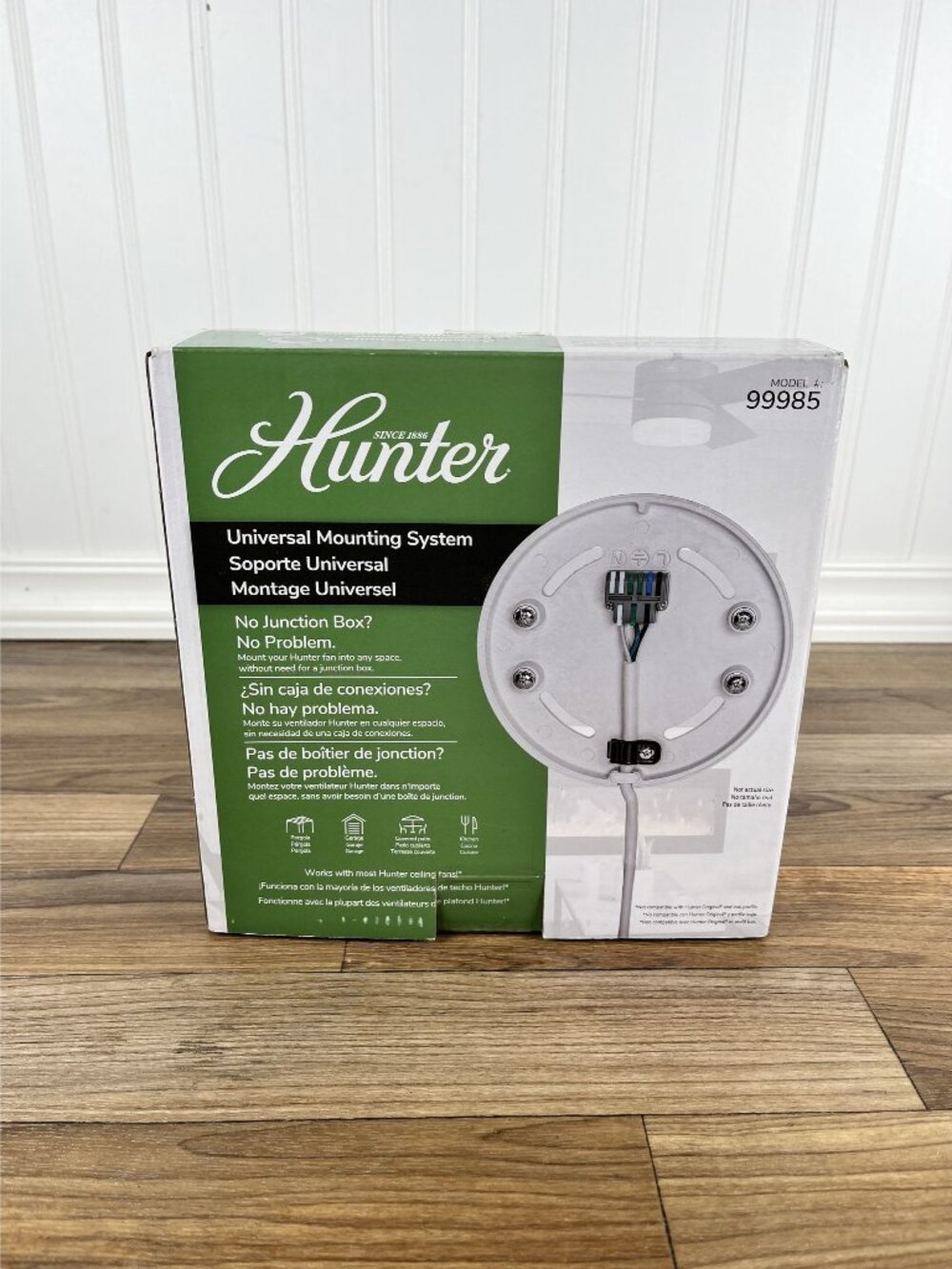 Hunter 99985 Plug-In Ceiling Fan Universal Mounting System Replacement White NEW